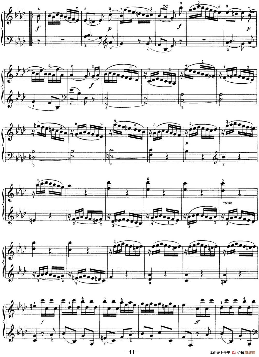 海顿 钢琴奏鸣曲 Hob XVI 46 Divertimento Ab major