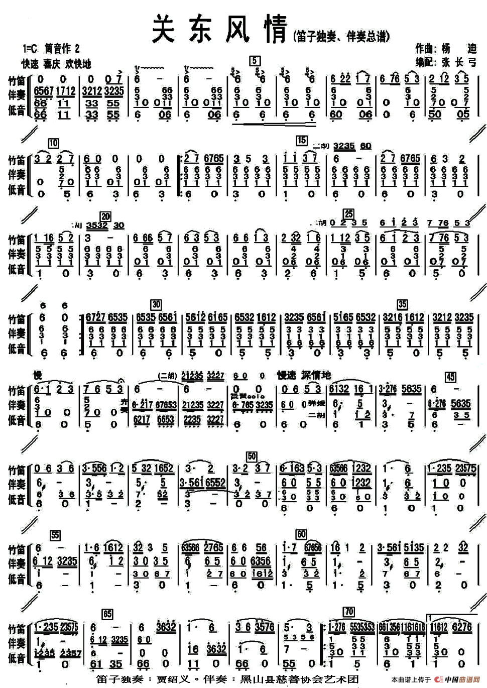 午夜福利专区在线视频 关东风情（笛子独奏曲+伴奏总谱、两页版本）