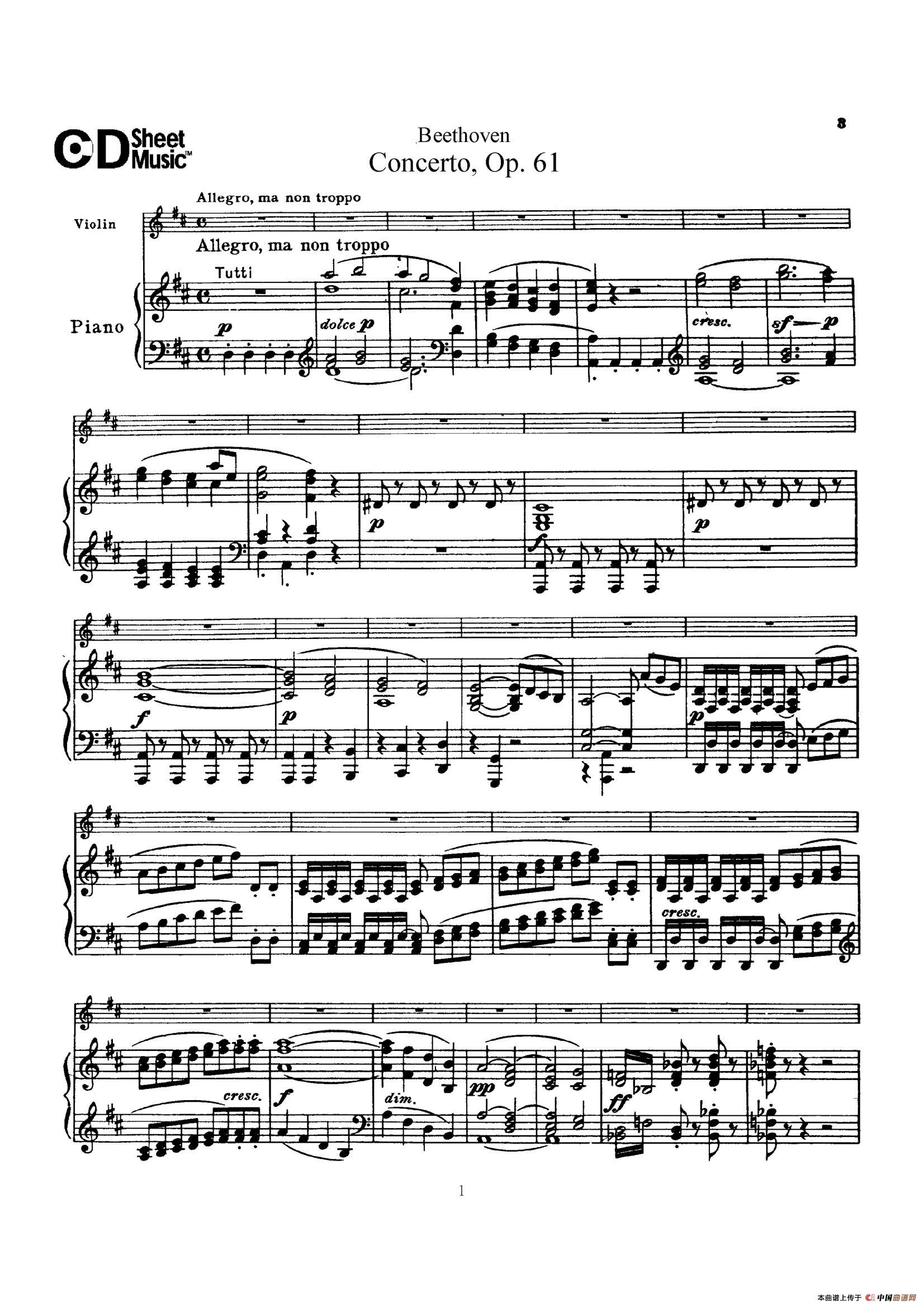 五十路の完熟豊満无码 D大调小提琴协奏曲 Op.61（小提琴与钢琴版）