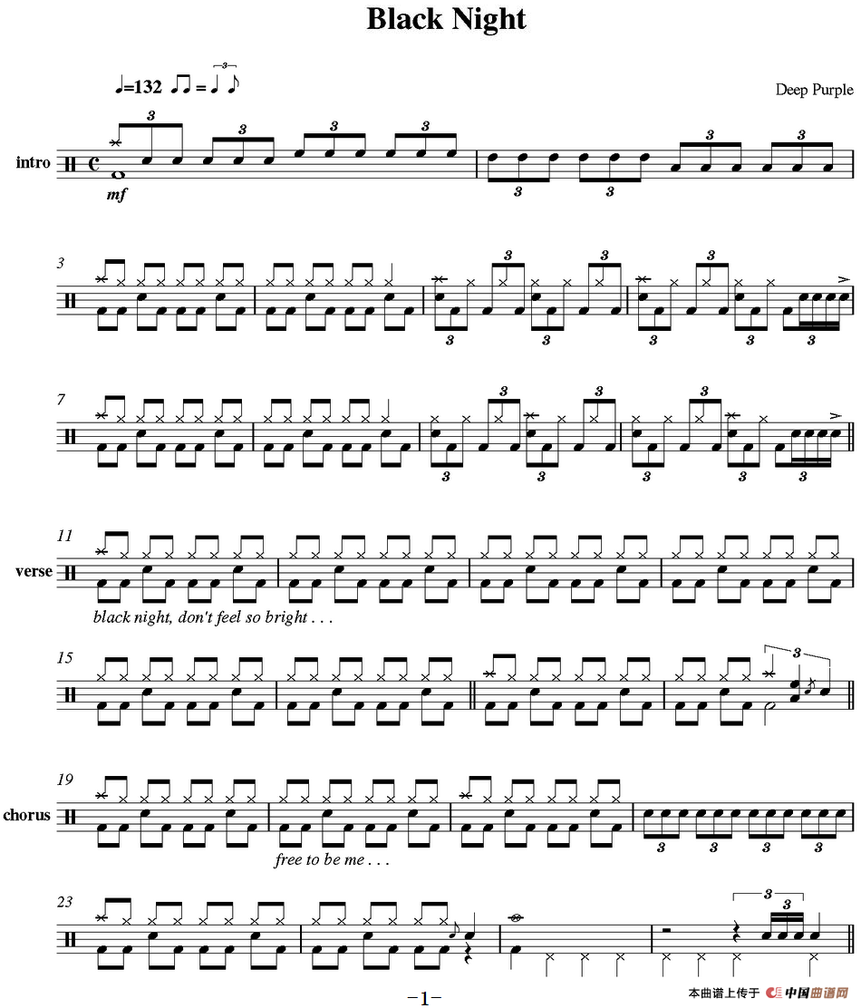 午夜福利专区在线视频 爵士鼓谱：Deep Purple - Black night